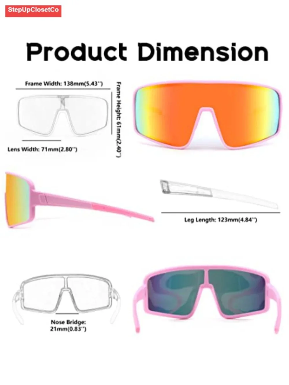 Polarized Sports Sunglasses UV400 Protective Shield for Cycling Running Baseball